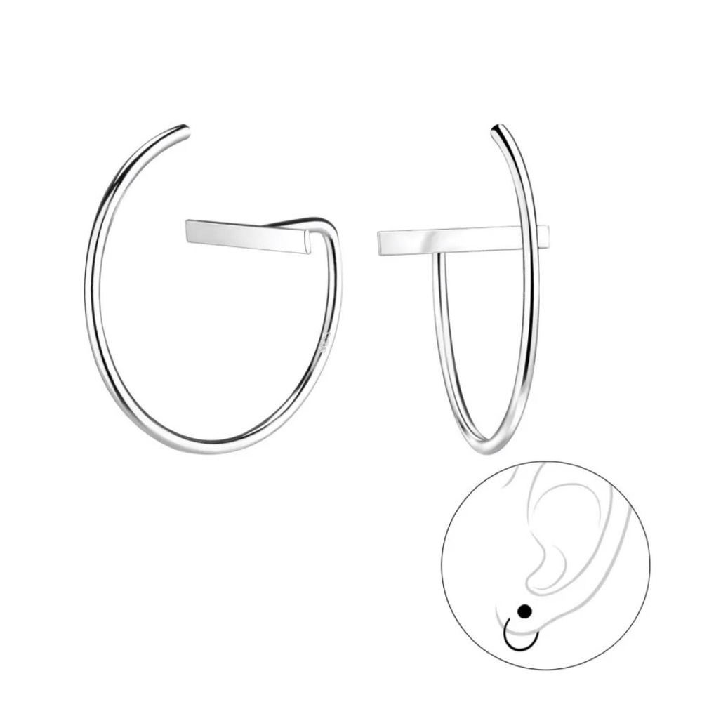 925 Sterling Silver Bar Thread Through Earrings